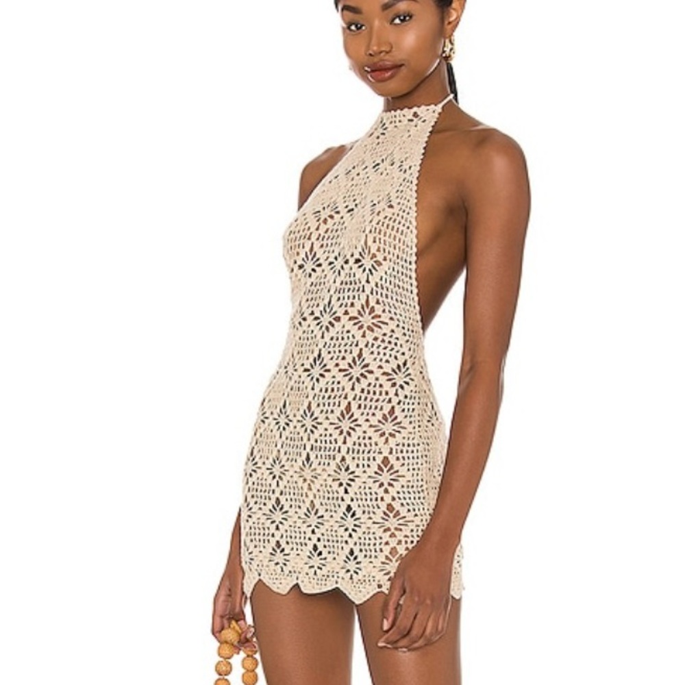 Sold out online new  never worn, Tularosa Crochet mini Halter Dress
